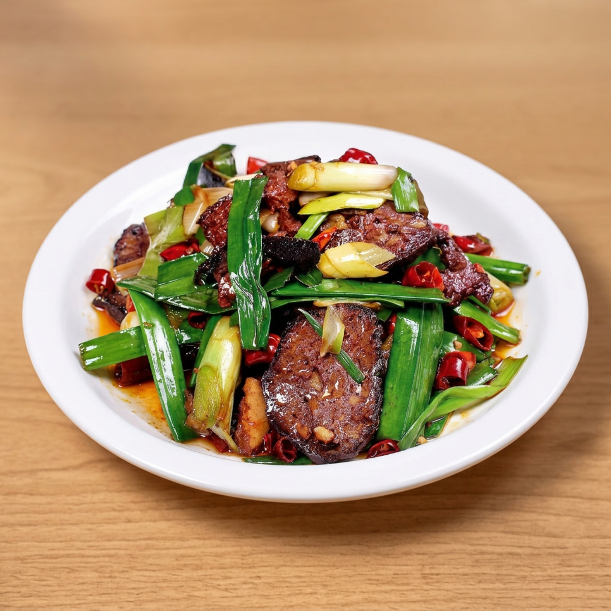 Fried Smoked Pork with Leek