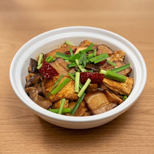 Braised Tofu with Bacon.