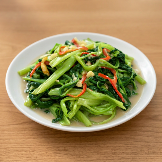Stir-Fried Water Spinach with Chili.