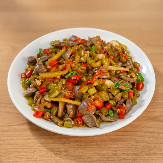 Pickled Long Beans with Chicken Gizzard.