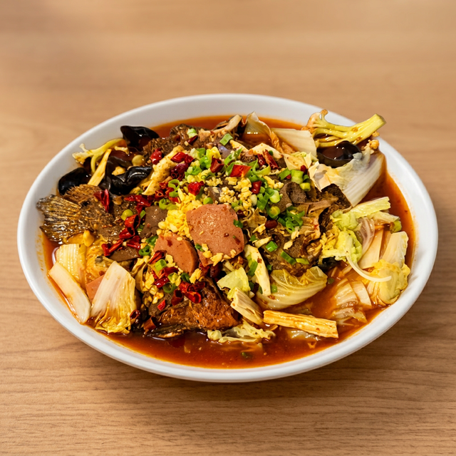 Grilled Fish with Mao Xue Wang Topping