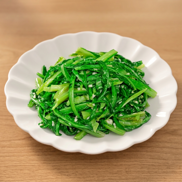 Stir-Fried Chinese Leaf Lettuce with Garlic.