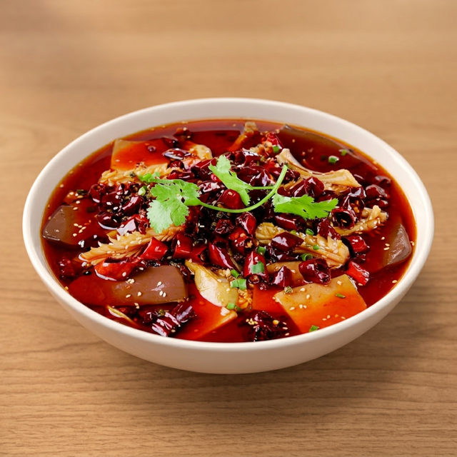Duck's Blood, Beef & Tripe in Spicy Soup.