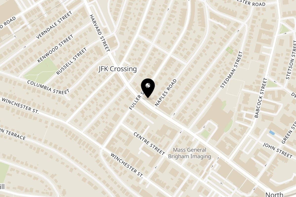 Map showing the location of 食尚居 Shi Shang Ju on 411 Harvard St in Brookline
